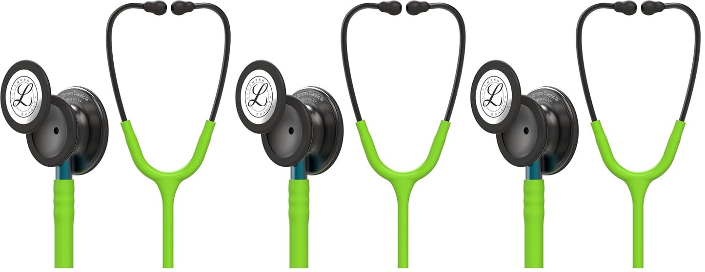 3M Littmann Classic III Monitoring Stethoscope, 5803, More Than 2X as Loud, Weighs Less, Stainless Steel Black-Finish Chestpiece, 27" Black Tube, Stem and Headset