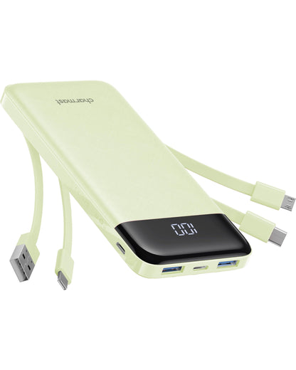charmast Power Bank Portable Charger with Reinforced Built-in 4 Cables