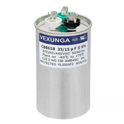 VEXUNGA 5uF 370/440VAC 50/60Hz CBB65 CBB65A Oval Run Start Capacitor 5 MFD 370V/440V Air Conditioner Capacitors for AC Unit Fan Motor Start or Pool Pump or Air Condenser Straight Cool