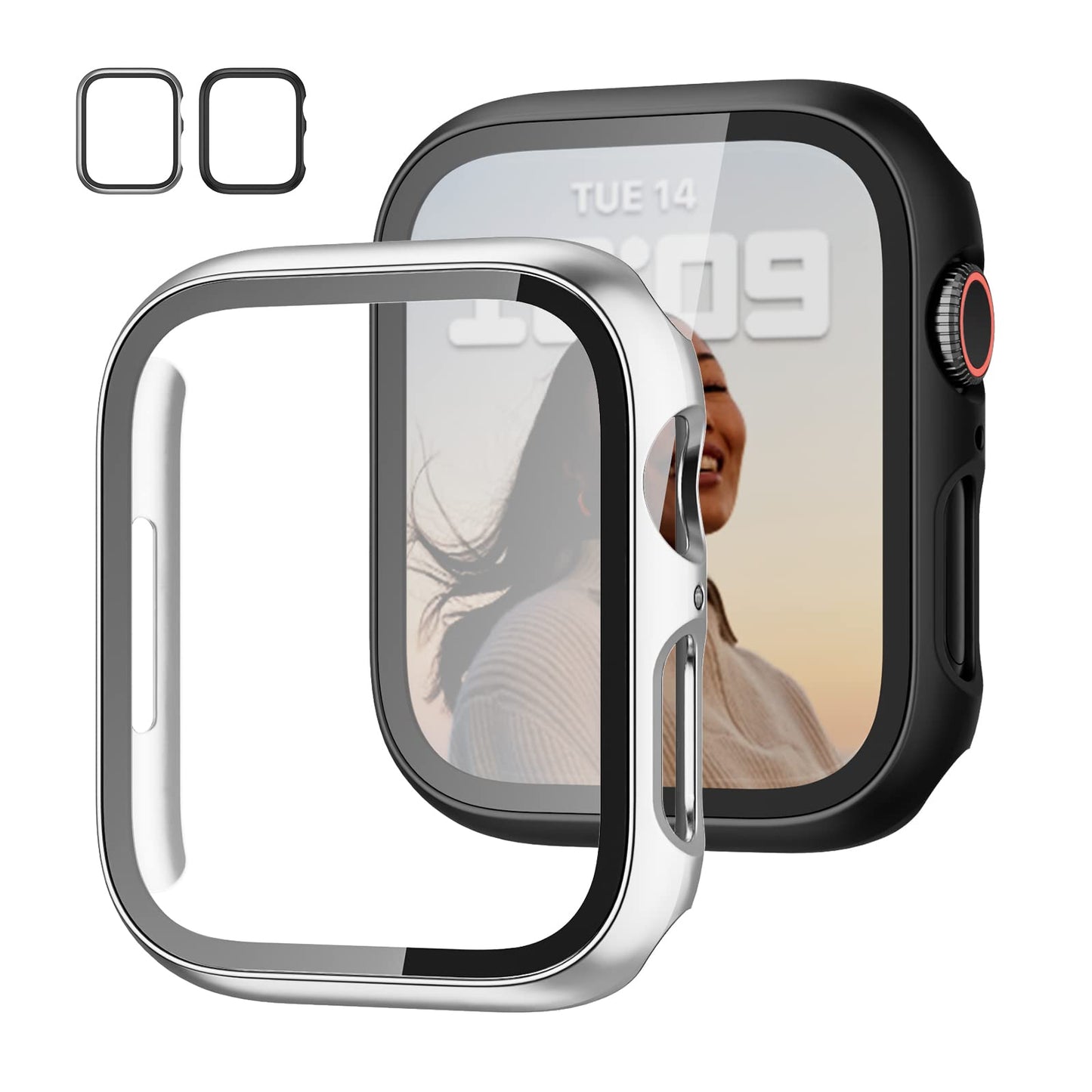 JZK Screen Protector Case for Apple Watch Series 11/10 42mm,Purple+Clear