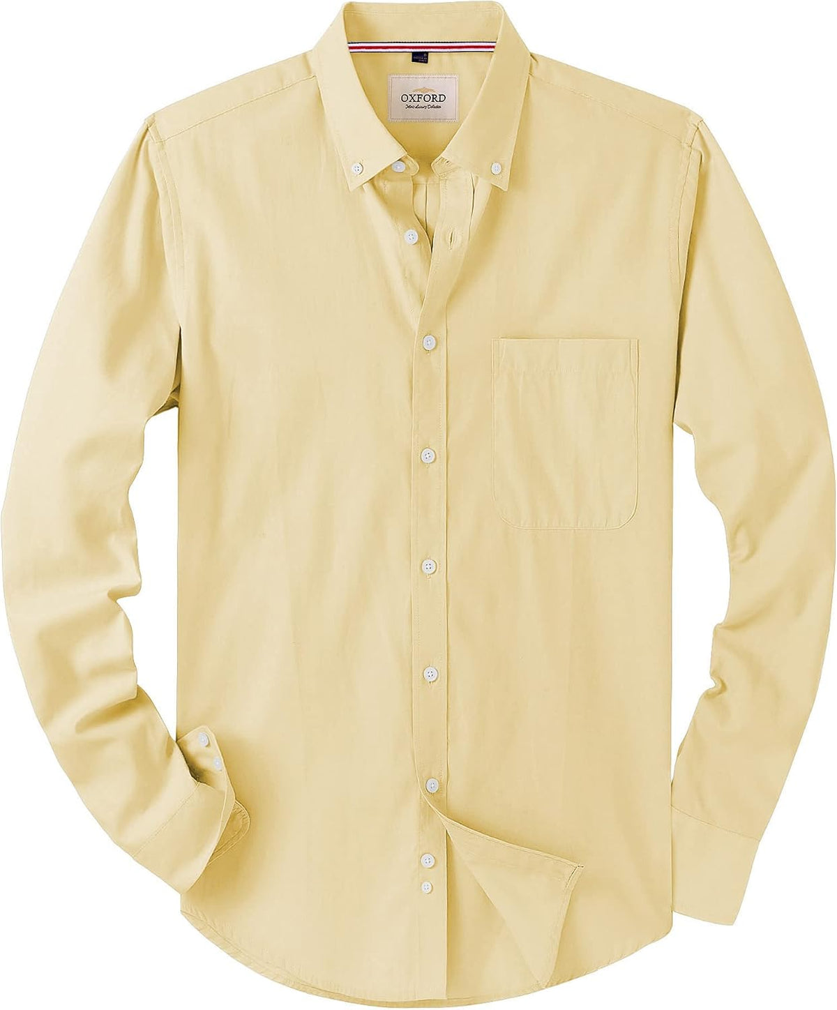 Alimens & Gentle Mens Solid Oxford Shirt Long Sleeve Dress Shirt Work Casual Button Down Shirts with Pocket