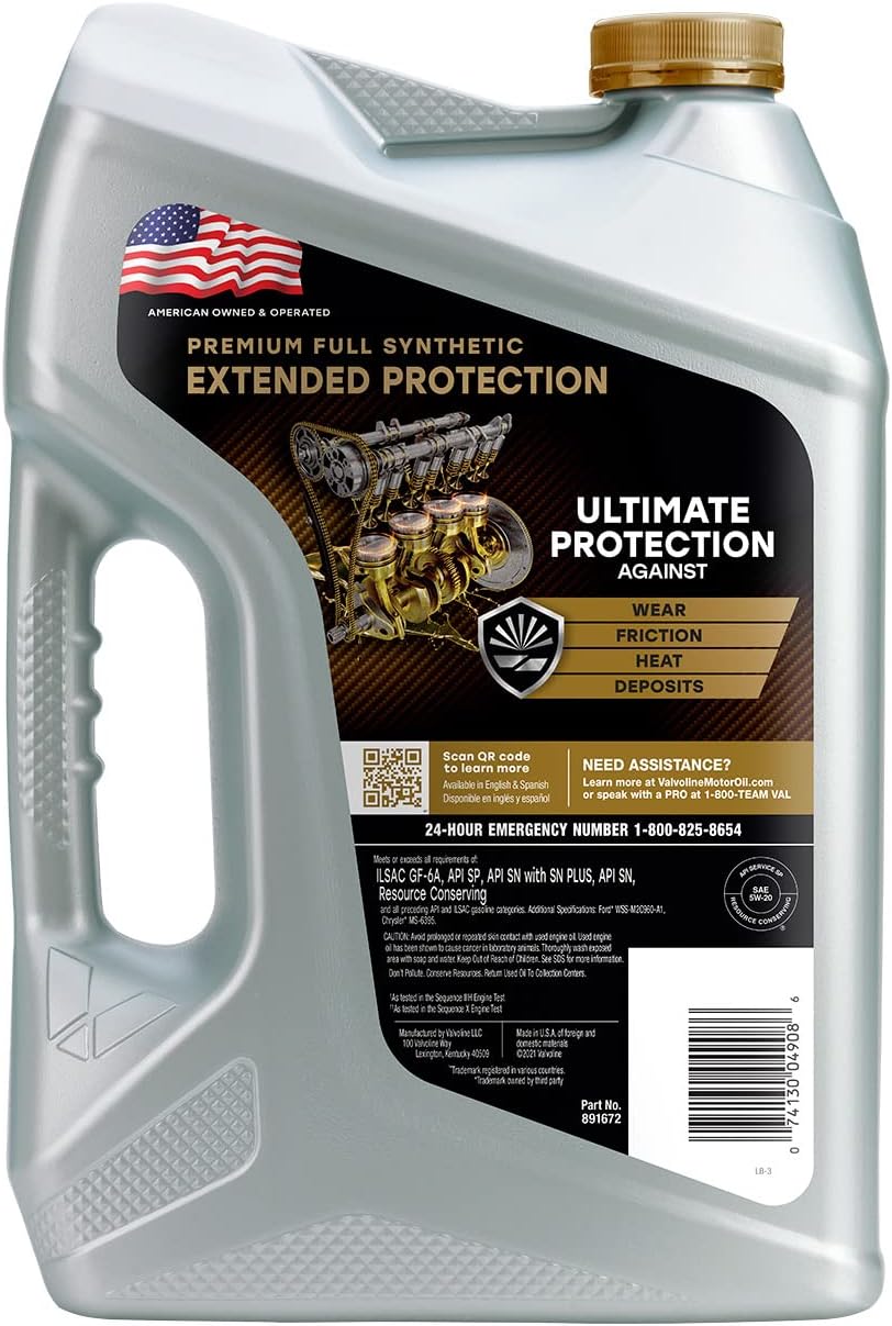 Valvoline Advanced Full Synthetic SAE 0W-20 Motor Oil 5 QT