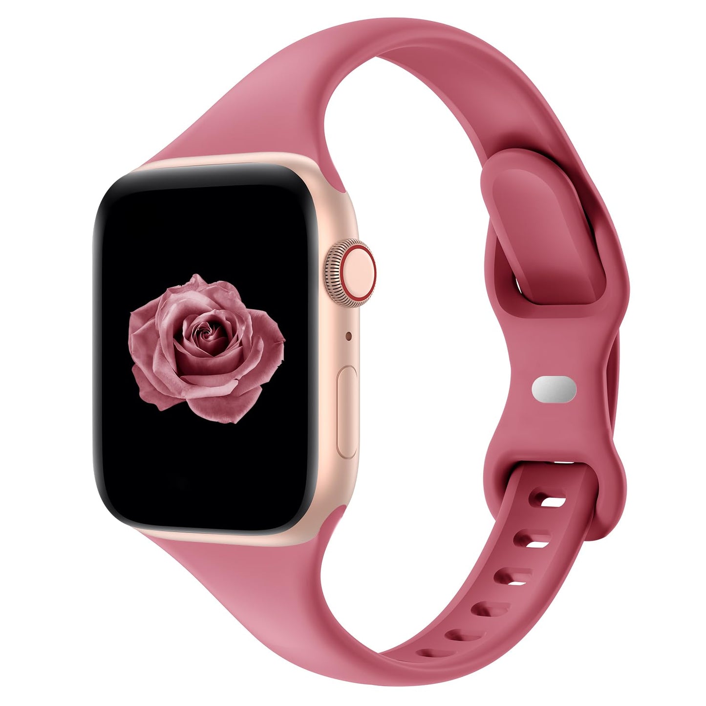 Thin Slim Band Compatible with Apple Watch 38mm 40mm 41mm 42mm 44mm 45mm 46mm 49mm, Replacement Silicone Sport Strap for iWatch Series 11/10/9/8/7/6/5/4/3/2/1 Ultra SE Women Men, Light Blush