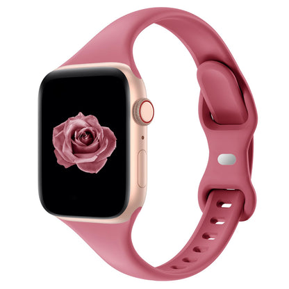 Thin Slim Band Compatible with Apple Watch 38mm 40mm 41mm 42mm 44mm 45mm 46mm 49mm, Replacement Silicone Sport Strap for iWatch Series 11/10/9/8/7/6/5/4/3/2/1 Ultra SE Women Men, Light Blush