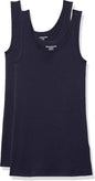 Amazon Essentials Women's Slim-Fit Ribbed Scoop Neck Tank Tops, Pack of 2