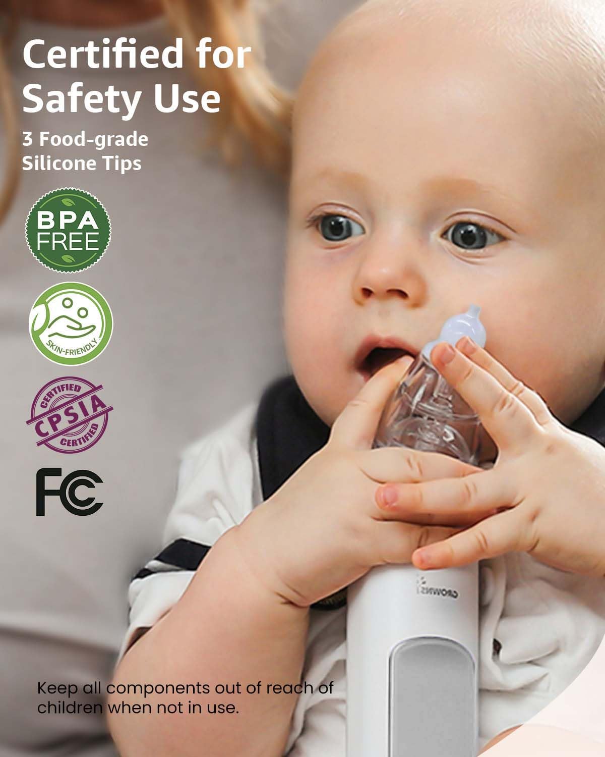 GROWNSY Nasal Aspirator for Baby, Electric Nose Sucker, Powerful Suction