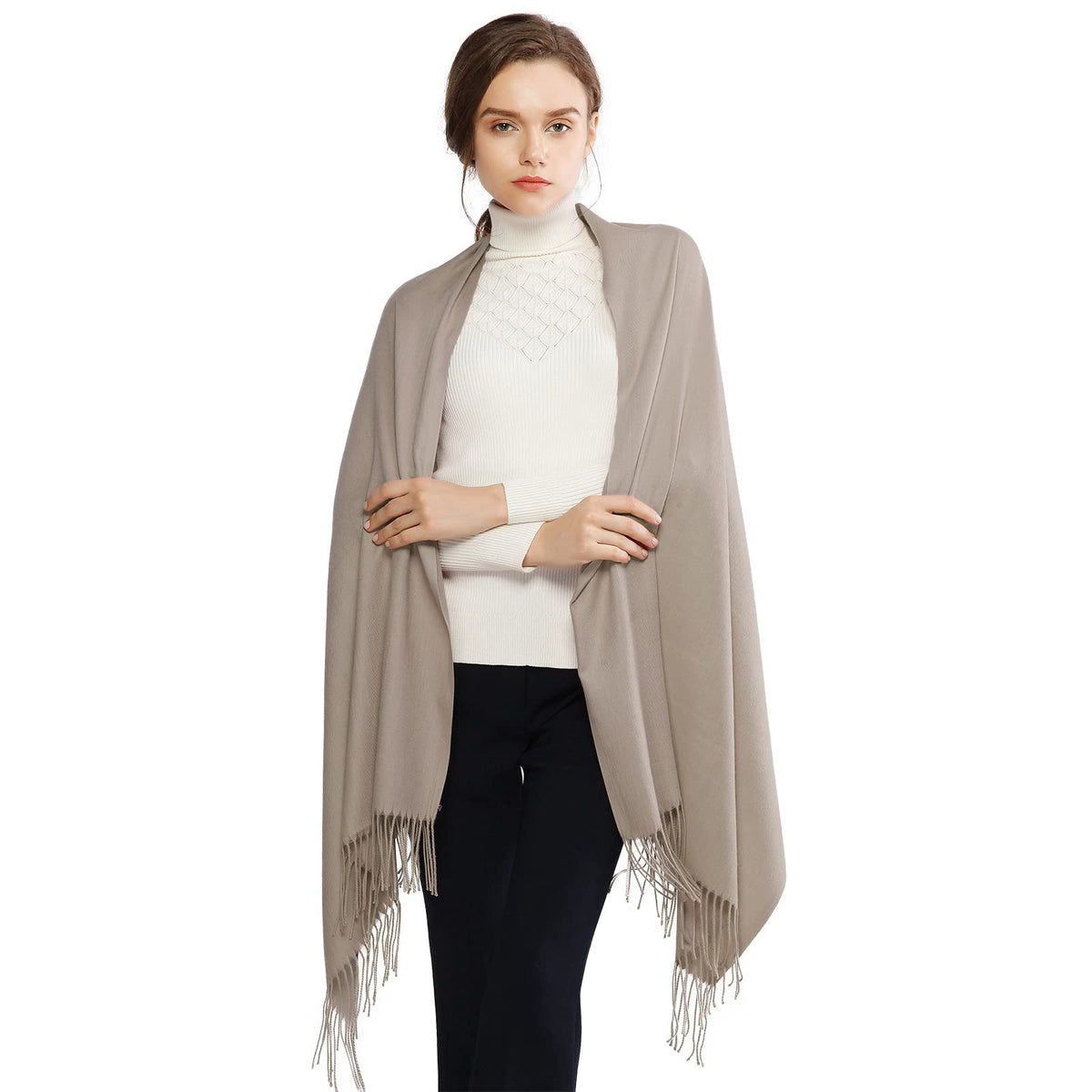 RIIQIICHY Women's Fringe Shawl Wrap Pashmina Scarf for Wedding Evening