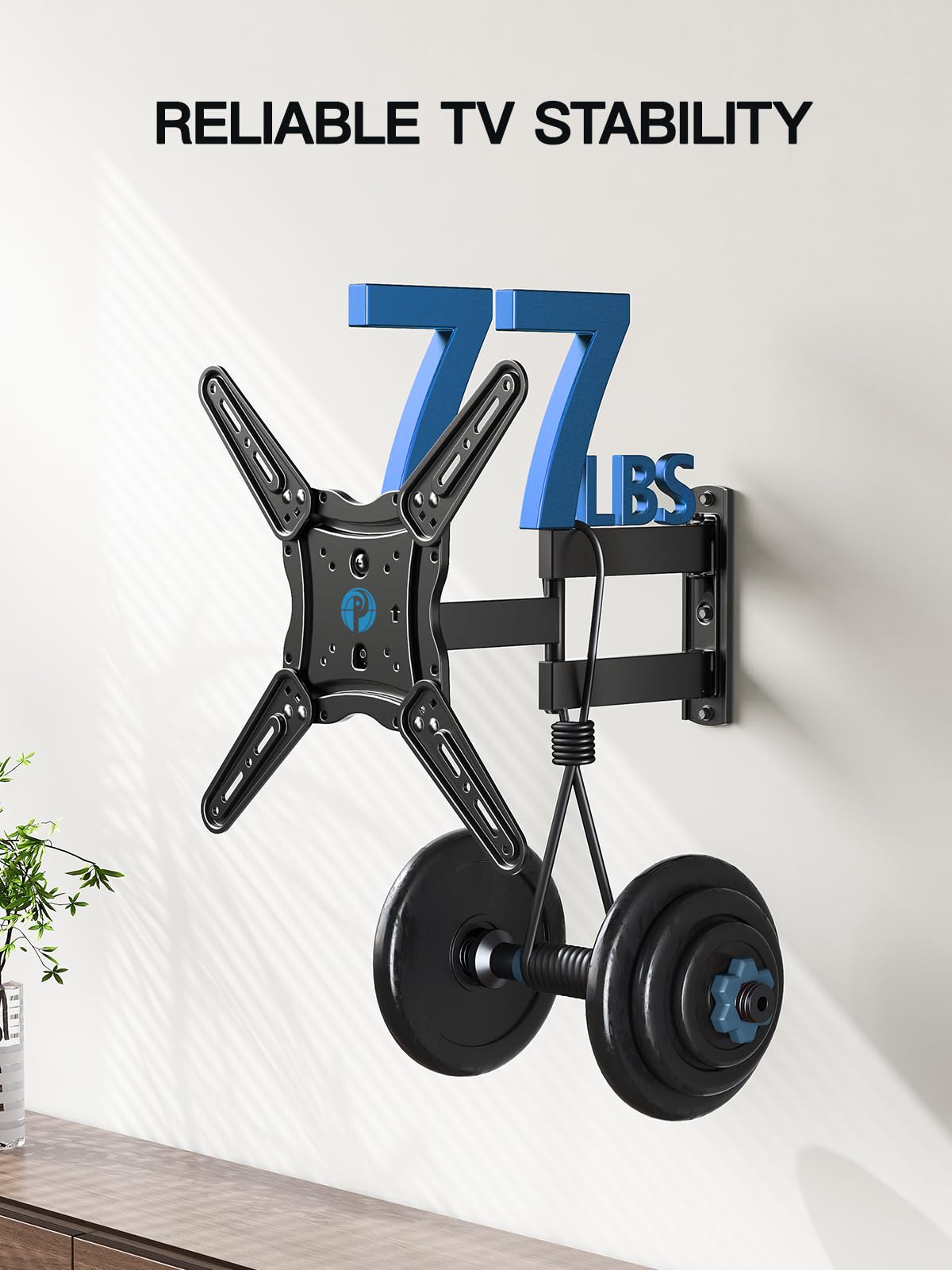 Pipishell Full Motion TV Wall Mount for Echo Show 21/15 and 13-43 Inch Flat Curved Screen TVs & Monitors, Max VESA 200x200mm up to 44lbs, TV Mount Wall Bracket with Rotation Swivel Tilt Extension