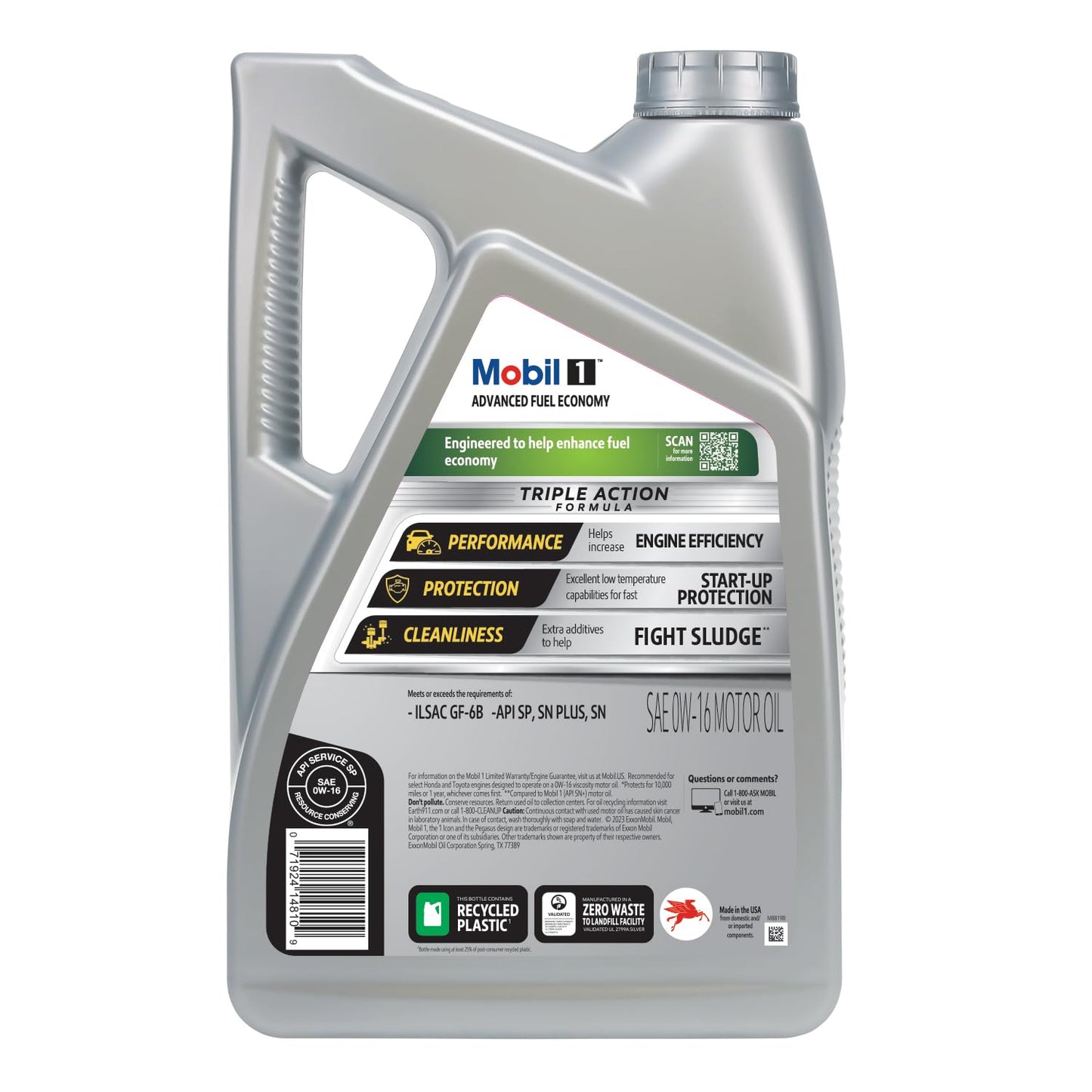 Mobil 1 Advanced Fuel Economy Full Synthetic Motor Oil 0W-20, 5 Quart