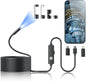Kinpthy Endoscope Camera with Light,1920P HD Borescope Tools with 8 Adjustable LED Lights, Endoscope with Semi-Rigid Snake Camera, Inspection Borescope for iOS and Android-16.4ft Single Lens