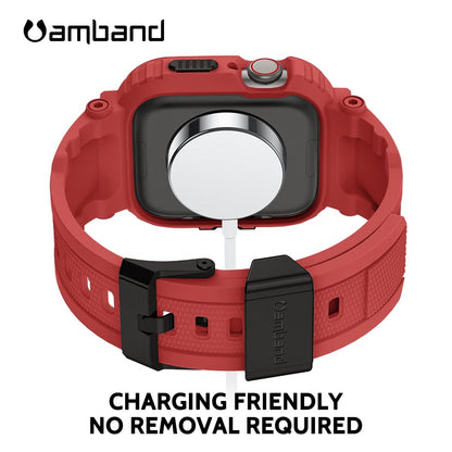 amBand Bands Compatible with Apple Watch 9/8/7/6/5/4 & SE 3/2/1 45mm/44mm Case for Men, M1 Sport Series Rugged Case Protective Cover for iWatch SE3/SE2/6/SE/5/4 44/45 mm Men Black