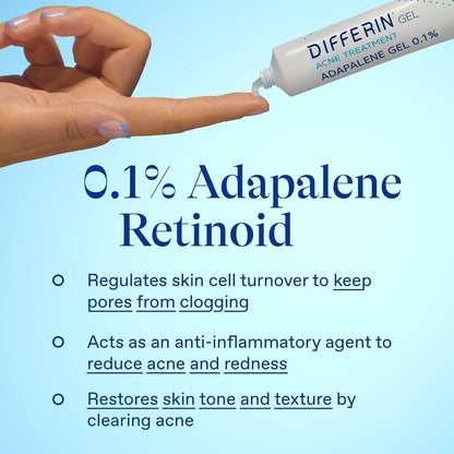 Differin Acne Retinoid Treatment Gel, 0.1% Adapalene, 45g Pump