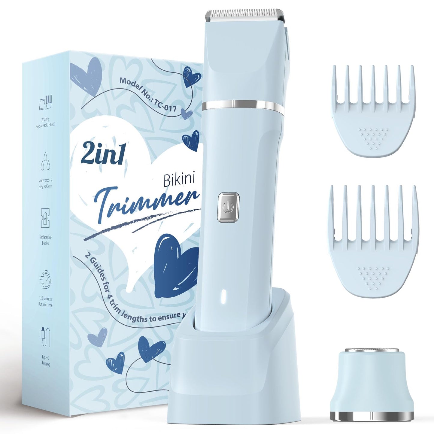 Risina 2-in-1 Bikini Trimmer for Women, Women's Electric Razor, Face Shaver