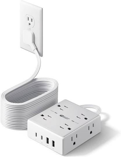 SUPERDANNY Extension Cord,Flat Plug Surge Protector Power Strip,6Ft