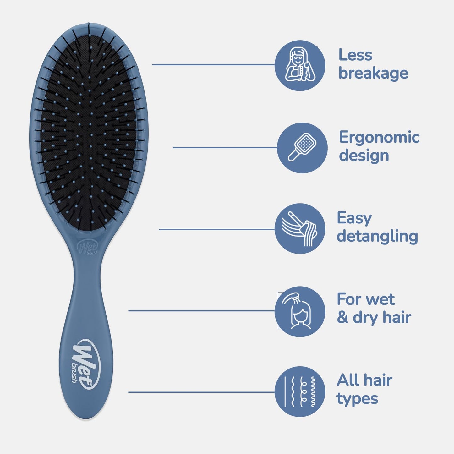 Wet Brush Original Detangler Hair Brush, Sky, For All Hair Textures