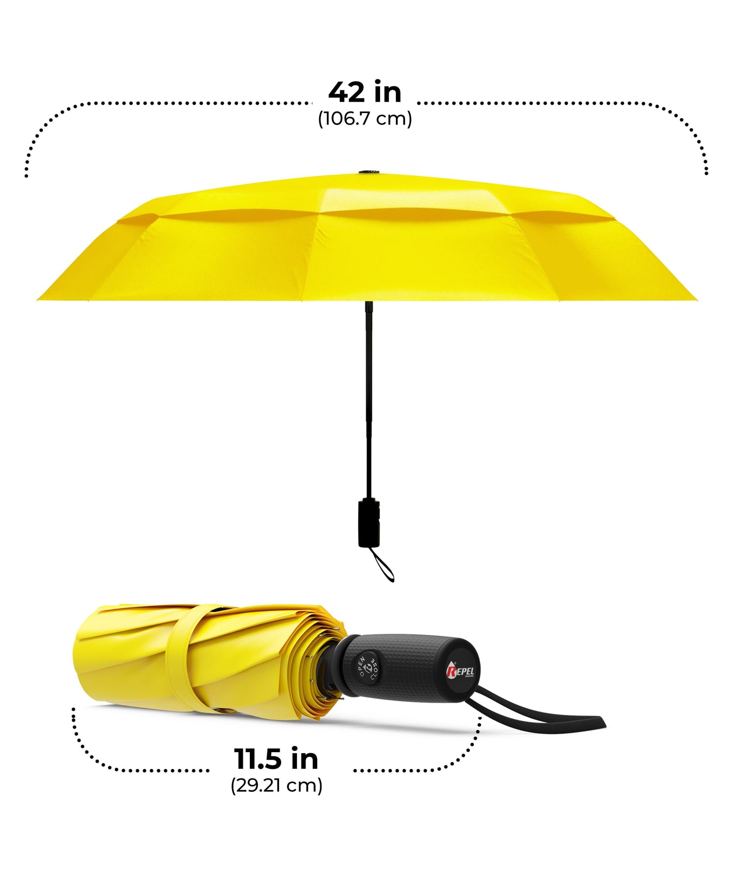 Windproof Travel Umbrella - Compact & Withstands Winds up to 100MPH, Strongest Premium Auto Folding Umbrella for Rain and Sun - Durable, Light & Portable for Women & Men, Fits Backpack & Cars