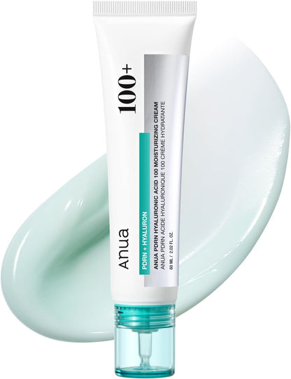 Anua PDRN Hyaluronic Acid 100 Moisturizing Cream, 2.02 fl oz | Lightweight, Non-Greasy Hydrating Face Moisturizer with Salmon DNA for Glass Skin, Korean Skincare