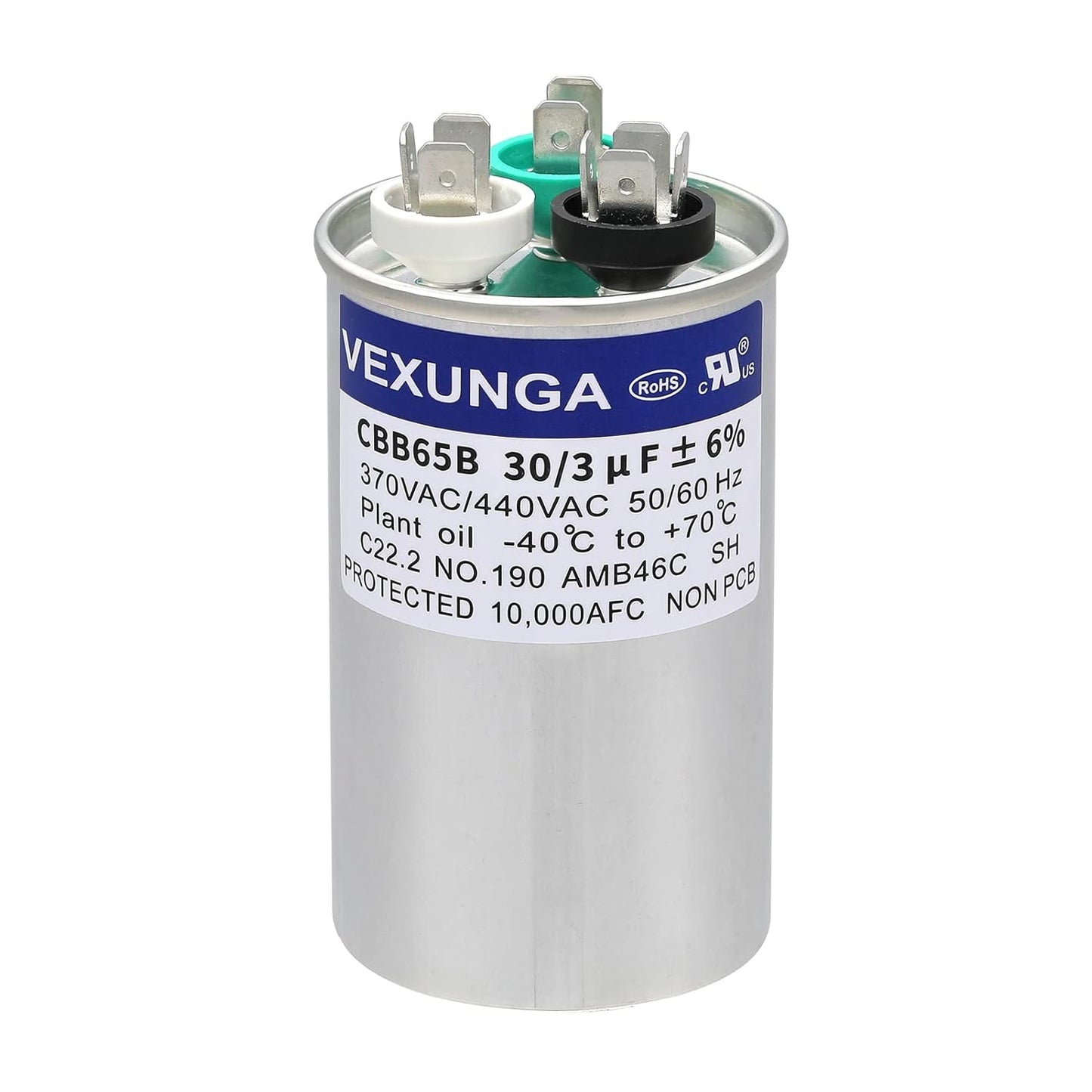 VEXUNGA 5uF 370/440VAC 50/60Hz CBB65 CBB65A Oval Run Start Capacitor 5 MFD 370V/440V Air Conditioner Capacitors for AC Unit Fan Motor Start or Pool Pump or Air Condenser Straight Cool