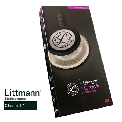 3M Littmann Classic III Monitoring Stethoscope, 5803, More Than 2X as Loud, Weighs Less, Stainless Steel Black-Finish Chestpiece, 27" Black Tube, Stem and Headset