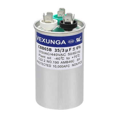 VEXUNGA 5uF 370/440VAC 50/60Hz CBB65 CBB65A Oval Run Start Capacitor 5 MFD 370V/440V Air Conditioner Capacitors for AC Unit Fan Motor Start or Pool Pump or Air Condenser Straight Cool