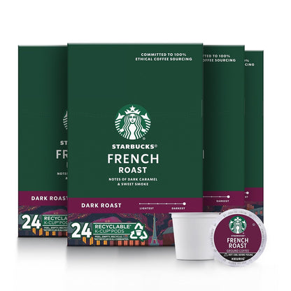 Starbucks K-Cup Coffee Pods, Dark Roast Hot or Iced Coffee, French Roast, 96 Keurig Pods