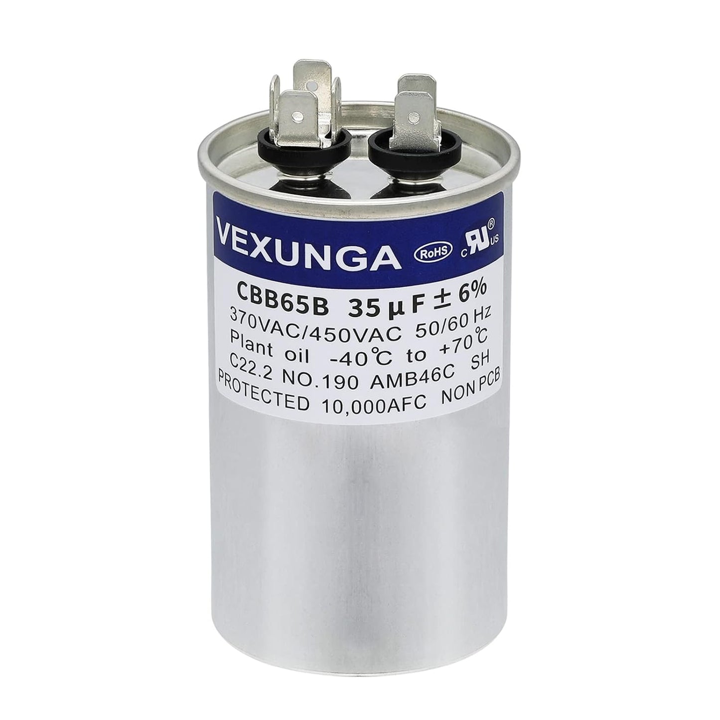 VEXUNGA 5uF 370/440VAC 50/60Hz CBB65 CBB65A Oval Run Start Capacitor 5 MFD 370V/440V Air Conditioner Capacitors for AC Unit Fan Motor Start or Pool Pump or Air Condenser Straight Cool
