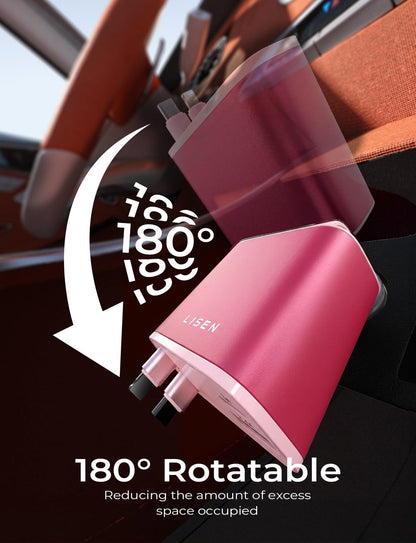 LISEN Retractable Car Charger, 84W Car Charger USB C Fast Charge, 4 in 1