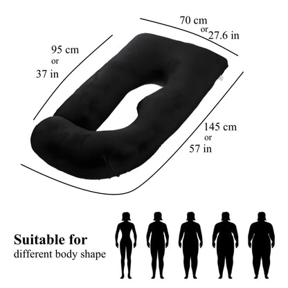 ALLOPERA Pregnancy Pillow, Full Body Maternity Pillow 57 inch, with Removable Washable Cover - Sleep Support for Legs, Back, Neck, Shoulder, HIPS, Belly, Velvet Cover-Grey-Dark Blue