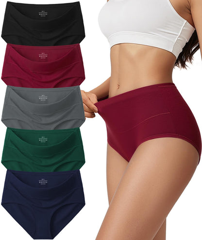 Vevmon Cotton Underwear for Women High Waisted Soft Ladies Panties 5 Pack
