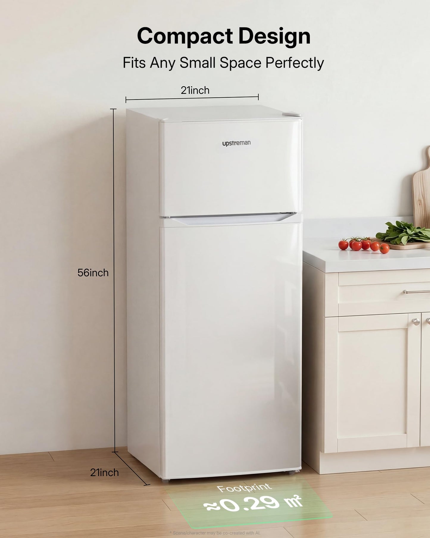 Upstreman 7.7 Cu.Ft. Refrigerator with Freezer Double Door Refrigerator