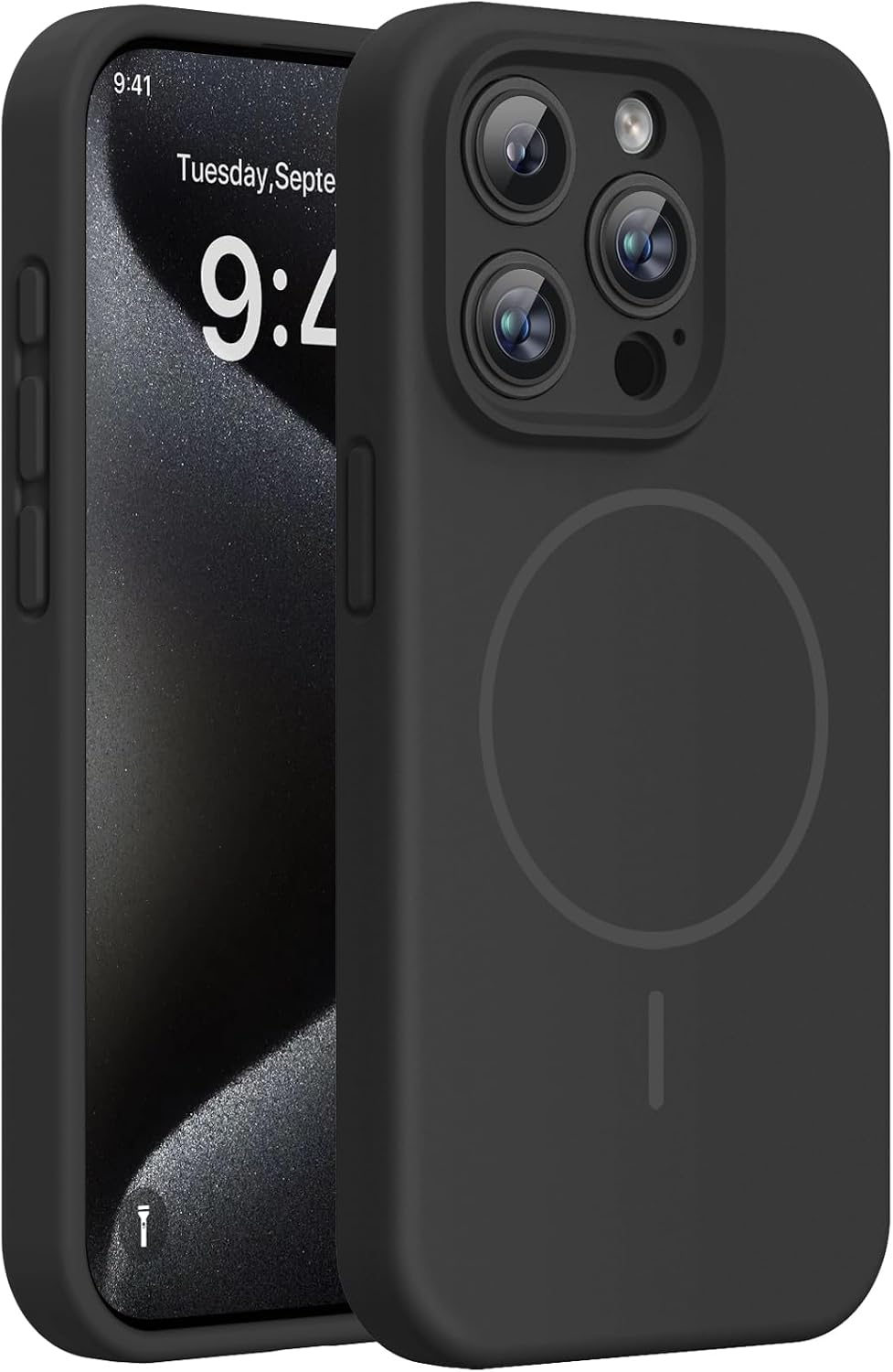 Miracase Magnetic for iPhone 16 Pro Case, Silicone, Black