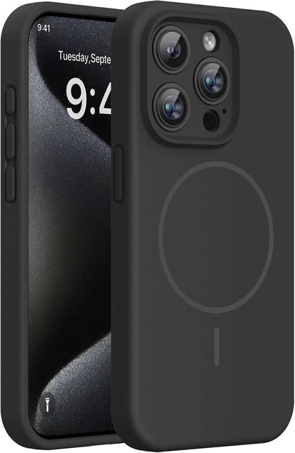 Miracase Magnetic for iPhone 16 Pro Case, Silicone, Black