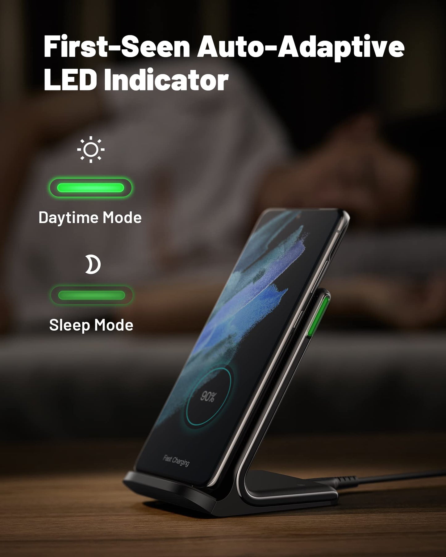 INIU Wireless Charger Station, 15W Fast Wireless Charging Stand for Official and Home Compatible with iPhone 17 16 15 14 13 12 Pro XS Samsung Galaxy S23 S22 S21 Note 20 Google etc