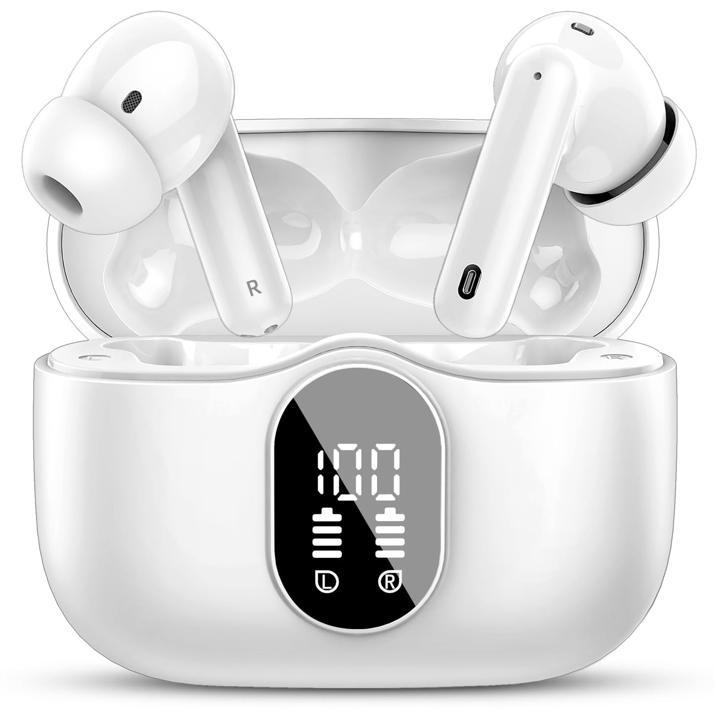 Wireless Earbuds, Bluetooth 5.4 Headphones Bass Stereo/Clear Calls, Black