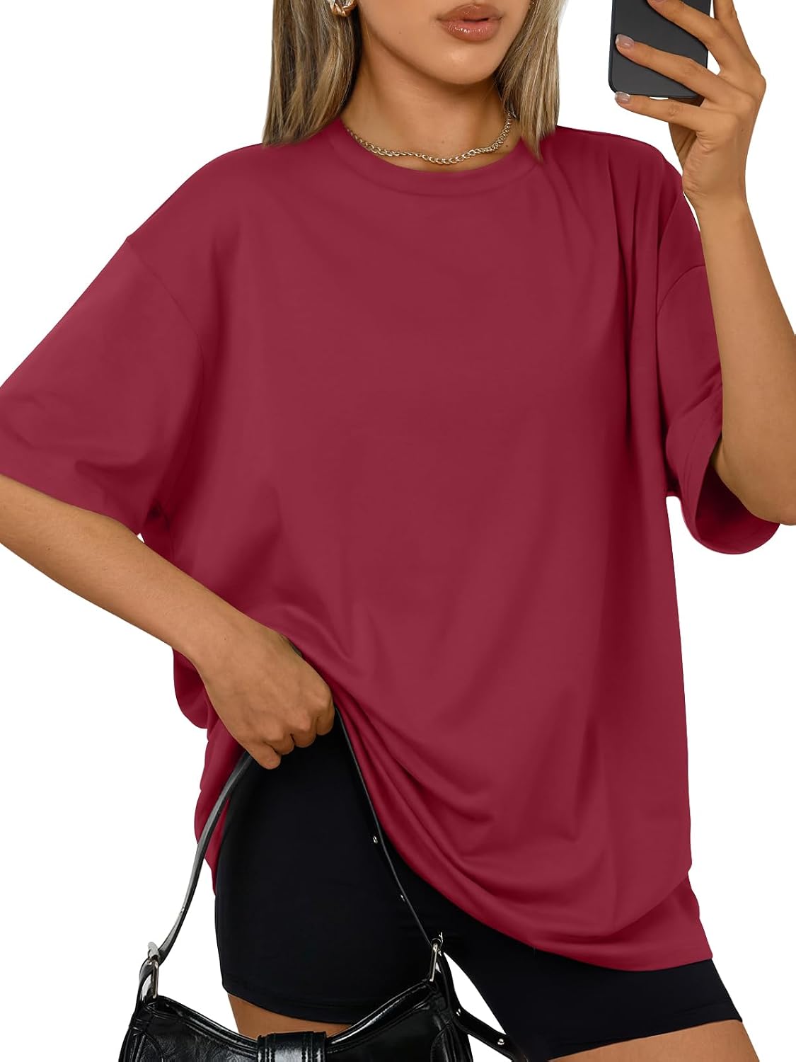 Trendy Queen Womens Oversized T-Shirts Short Sleeve Crew Neck Summer Tops