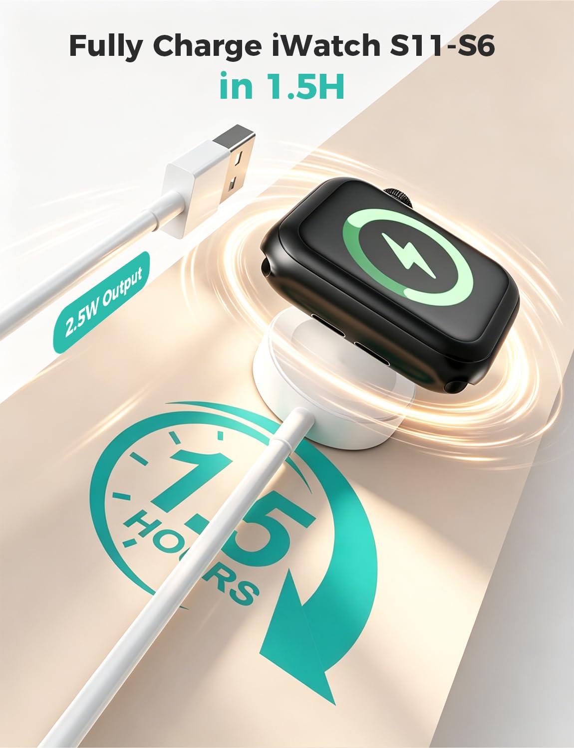 6.6FT Long for Apple Watch Charger USB Magnetic Fast Charging Cable Portable Wireless Charging Accessories Compatible with iWatch Series 11/10/9/8/7/6/5/4/3/2 Ultra 3/2/SE