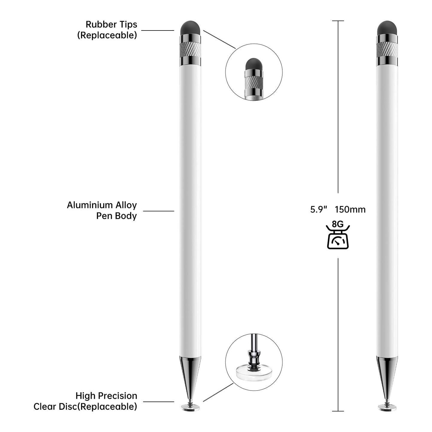 Bopomofo Stylus(5 Pcs),2-in-1 Stylus Pen for Touchscreen,Stylus Pen