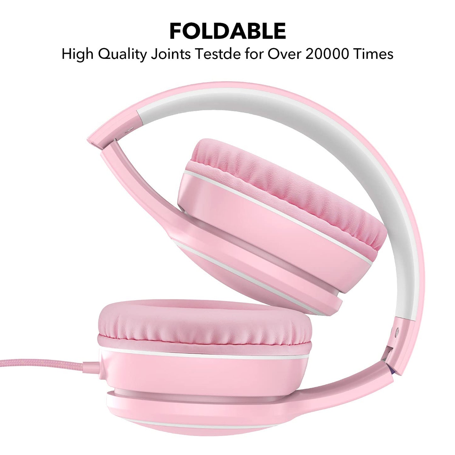 R10 Over-Ear Headphones with Microphone, Lightweight Folding Stereo Bass Headset with 1.5M No-Tangle Cord, Portable Wired Headphones for Smartphone Tablet Computer MP3 / 4 (Grey)
