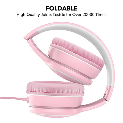 R10 Over-Ear Headphones with Microphone, Lightweight Folding Stereo Bass Headset with 1.5M No-Tangle Cord, Portable Wired Headphones for Smartphone Tablet Computer MP3 / 4 (Grey)