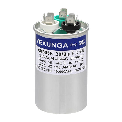 VEXUNGA 5uF 370/440VAC 50/60Hz CBB65 CBB65A Oval Run Start Capacitor 5 MFD 370V/440V Air Conditioner Capacitors for AC Unit Fan Motor Start or Pool Pump or Air Condenser Straight Cool
