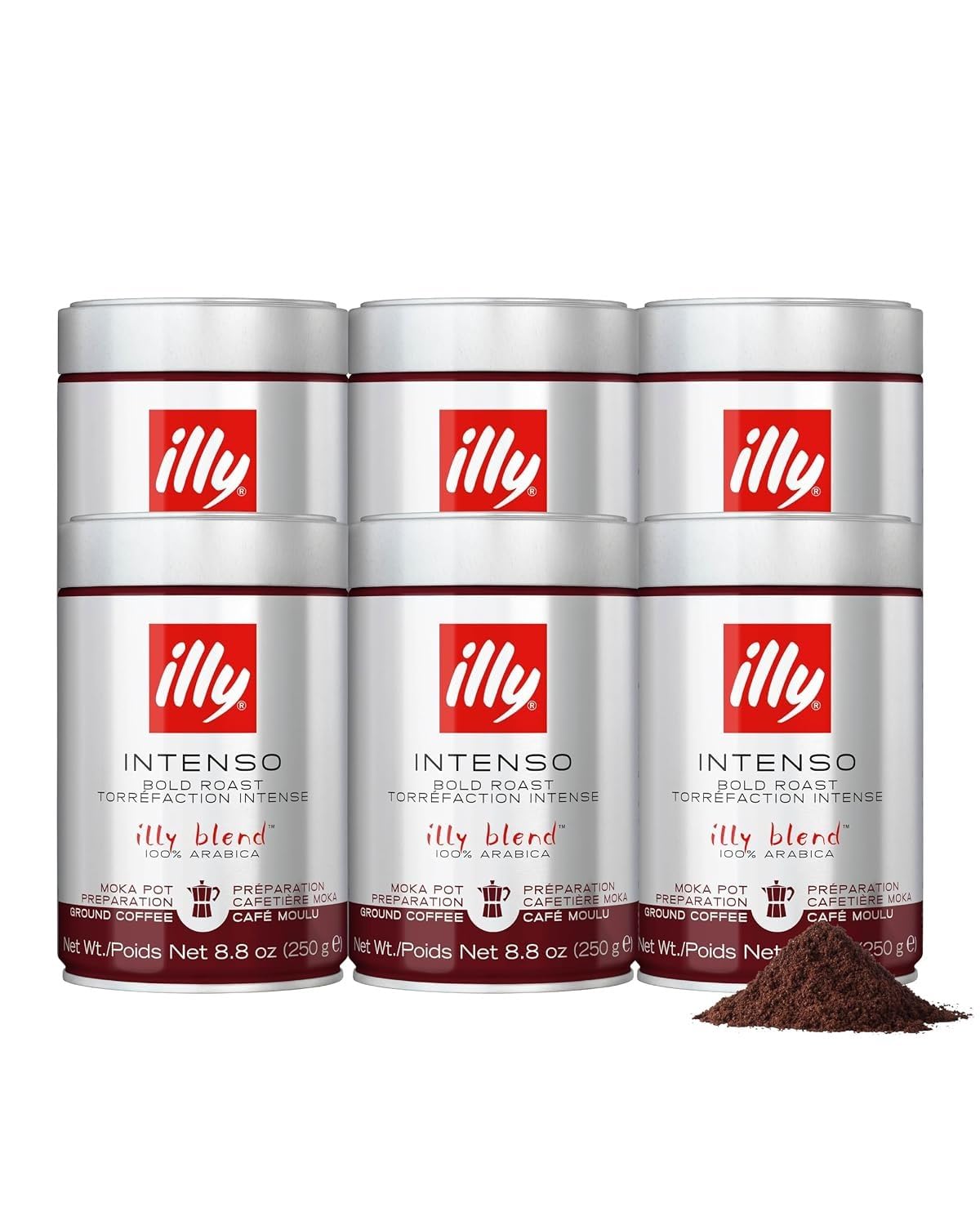 illy Intenso Ground Espresso Coffee, Bold Roast, Intense, Robust and Full Flavored With Notes of Deep Cocoa, 100% Arabica Coffee, No Preservatives, 8.8 Ounce Can (Pack of 1)