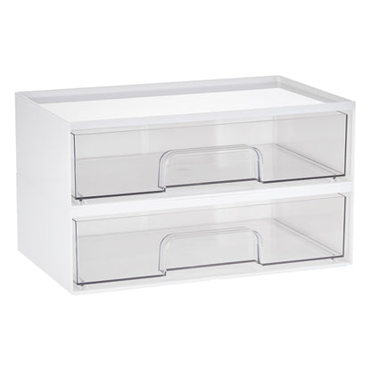 Vtopmart 2 Pack Small Clear Stackable Storage Drawers for Desk, Countertop
