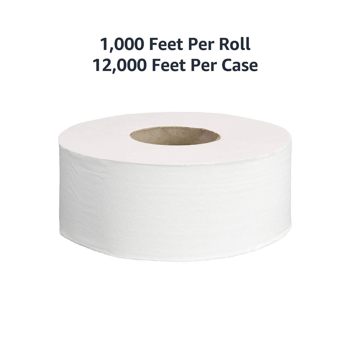 AmazonCommercial 2-Ply White Jumbo Roll Toilet Paper, 9 in, Septic Safe, Compatible with Universal Dispensers, FSC Certified, 1000 Feet Per Roll (Pack of 12)