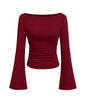 PRETTYGARDEN Womens Bell Long Sleeve Ribbed Knit Tops