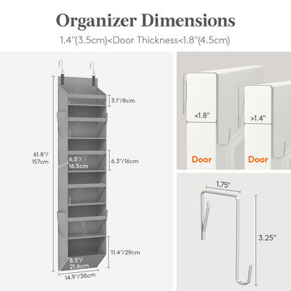 Lifewit 1 Pack Over the Door Organizer, 5 Section Hanging Storage, Beige