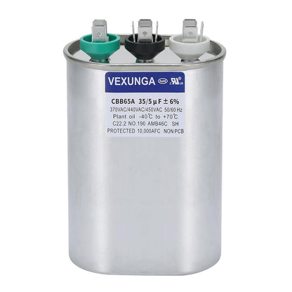 VEXUNGA 5uF 370/440VAC 50/60Hz CBB65 CBB65A Oval Run Start Capacitor 5 MFD 370V/440V Air Conditioner Capacitors for AC Unit Fan Motor Start or Pool Pump or Air Condenser Straight Cool