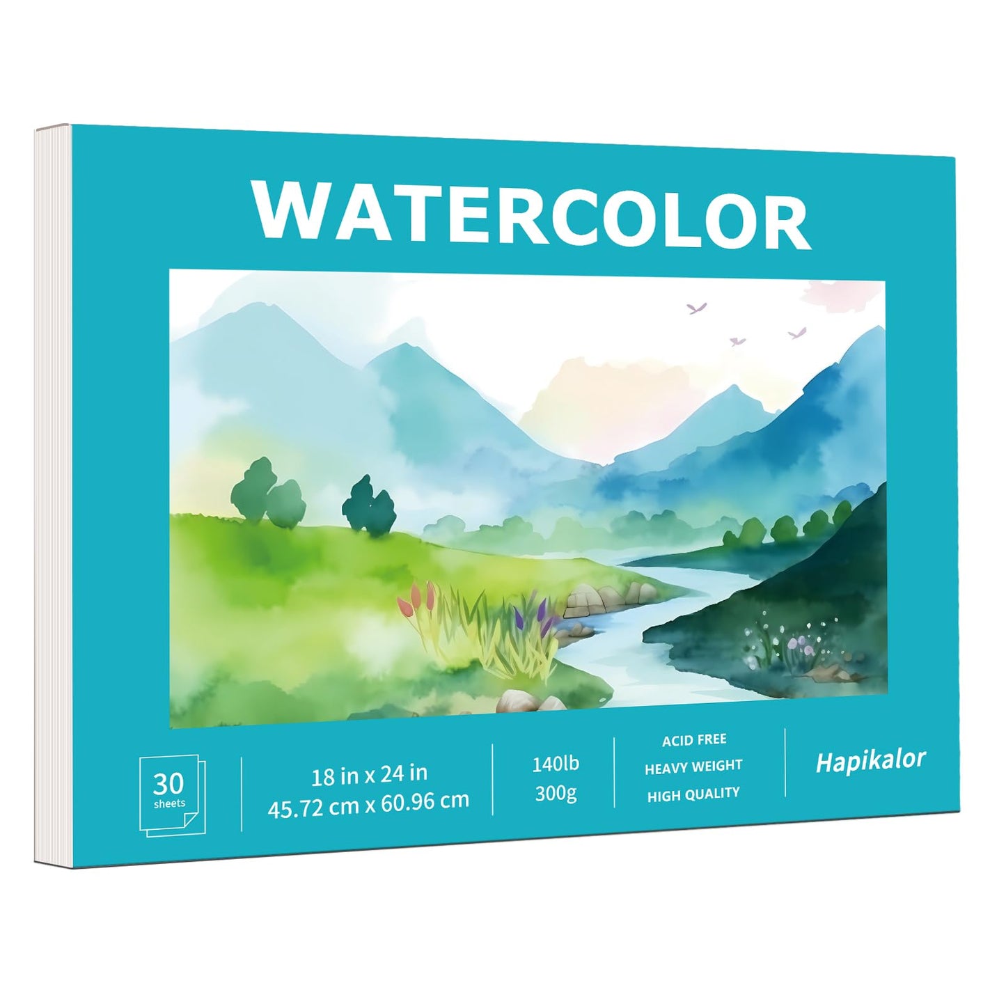Hapikalor Watercolor Paper Pad, 9"x12" Water Color Paper, 140lb/300gsm Teal