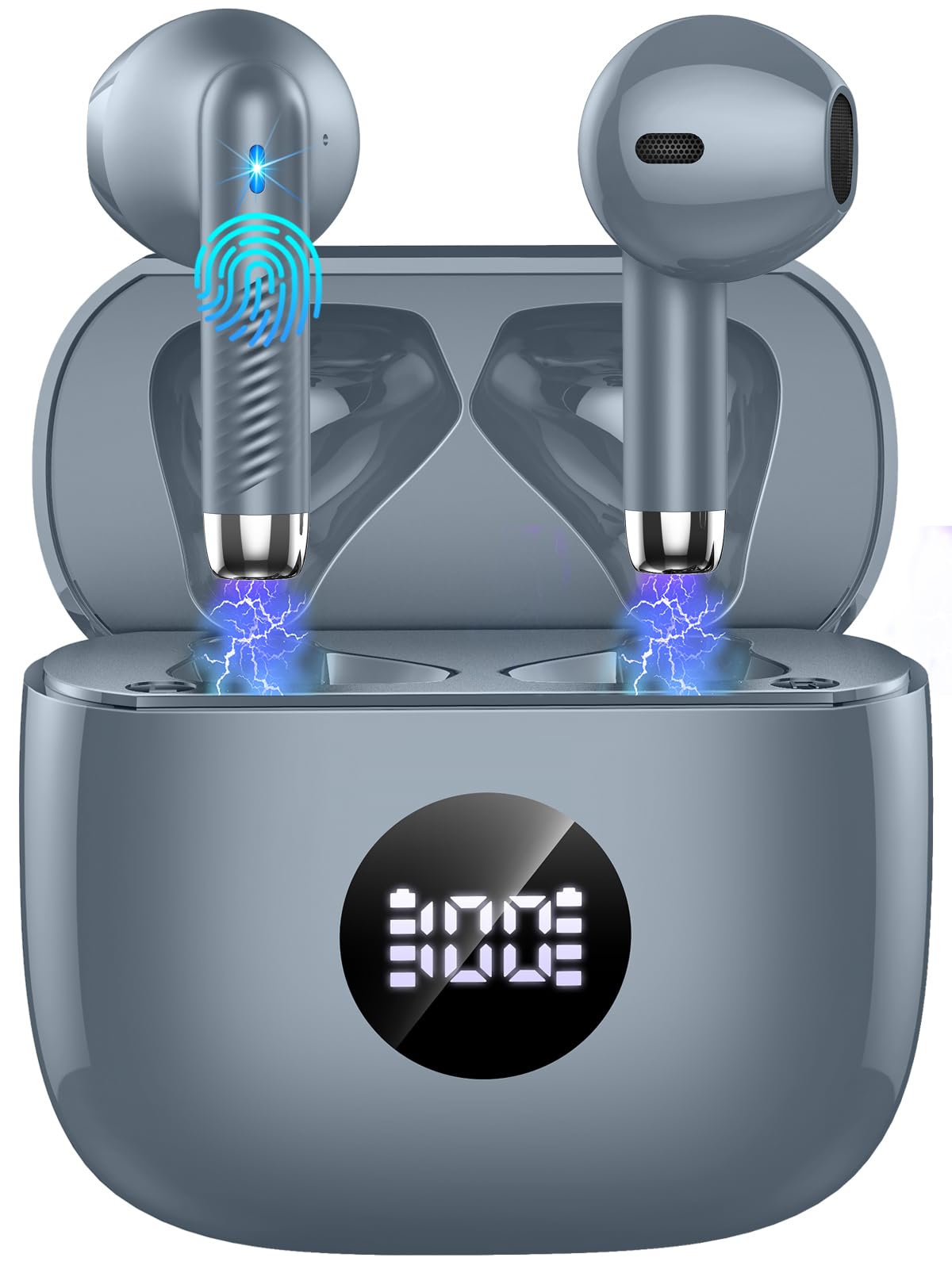 Wireless Earbuds, Bluetooth 5.4 Ear Buds, LED Power Display, 6D Bass Stereo