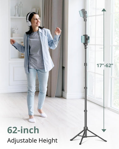 SENSYNE 72" Phone Tripod, Extendable Cell Phone Tripod Stand, Selfie Stick with Wireless Remote and Phone Holder, Compatible with iPhone Android Phone, Camera