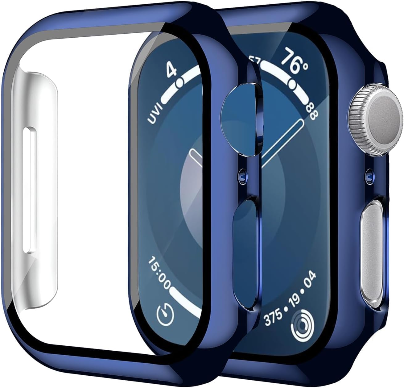 Smiling 2 Pack Case Compatible with Apple Watch SE 3 (2025)/ SE 2/ SE/Series 6/5/4 40mm with Tempered Glass Screen Protector, Hard PC Case Overall Protective Cover- 1 Blue+ 1 Transparent